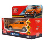 Модель ин. мет. "Kia Rio" 12см, двери, багаж, оранжевый, коробка XLINE-12-OG (Технопарк)
