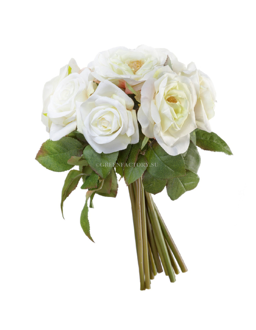 Розы (связка) бело-зелёные с роз.рубашкой