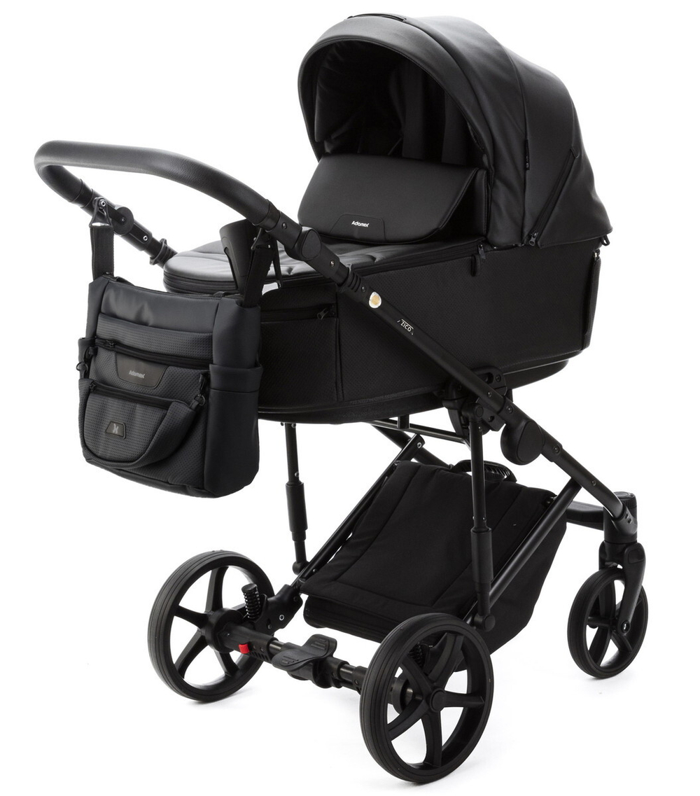 Детская коляска Adamex Zico Deluxe New 3 в 1 ZN-SA02 ЧЕРНАЯ КОЖА