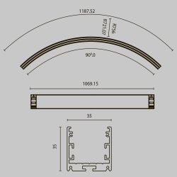 35x35 Ø1500мм внутренний 1/4 круга Maytoni ALM-3535R-B-IN-90°-1.5M