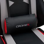 Кресло компьютерное CROMEX (КРОМЕКС) "Quantum GM-155 RGB", подсветка, две подушки, экокожа, черное/красное/серое, 532955