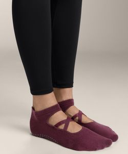 OYSHO Две пары носков из смесового хлопка с резинками для йоги и пилатеса, темно-винный