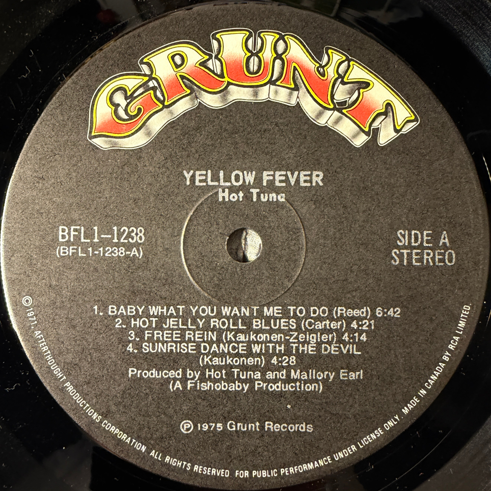 Hot Tuna ‎– Yellow Fever (Канада 1975г.)