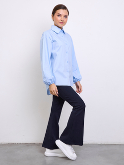 Рубашка для девочки голубая с бантом на спине