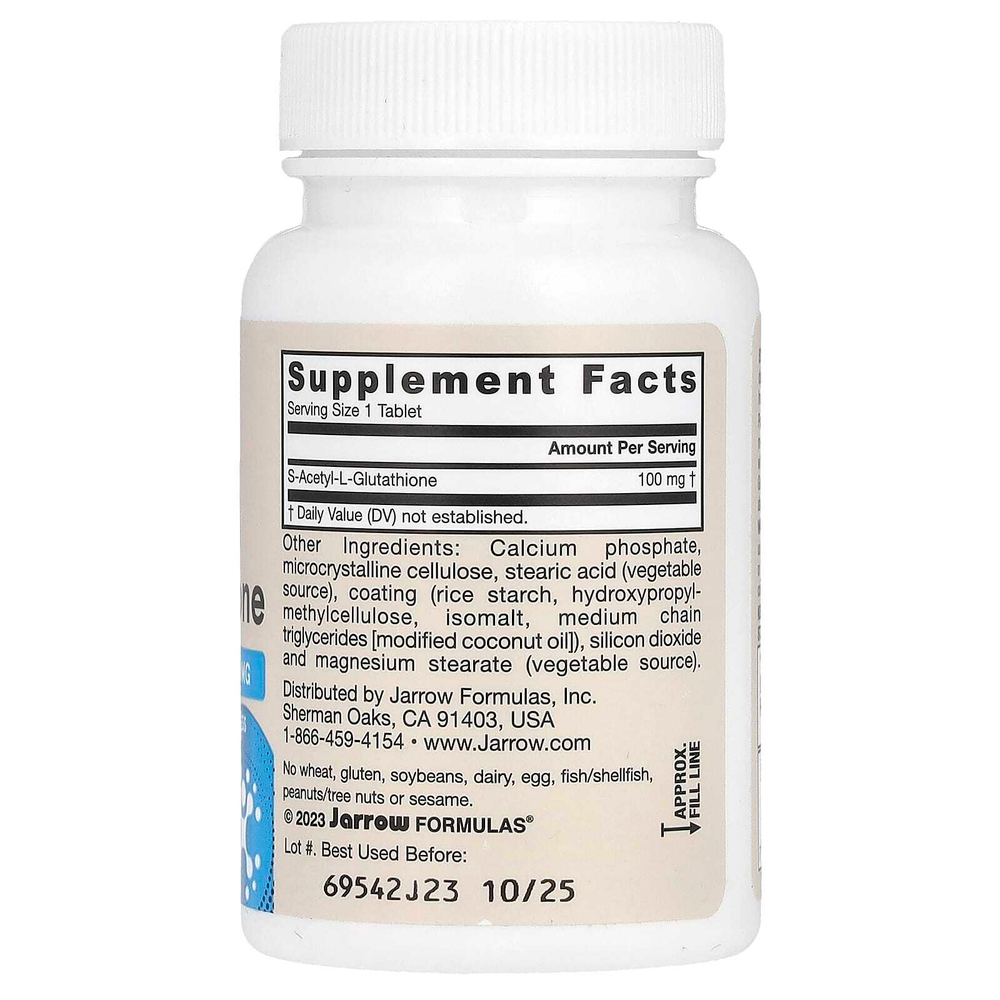 Jarrow Formulas, S-ацетил L-глутатион, 100 мг, 60 таблеток