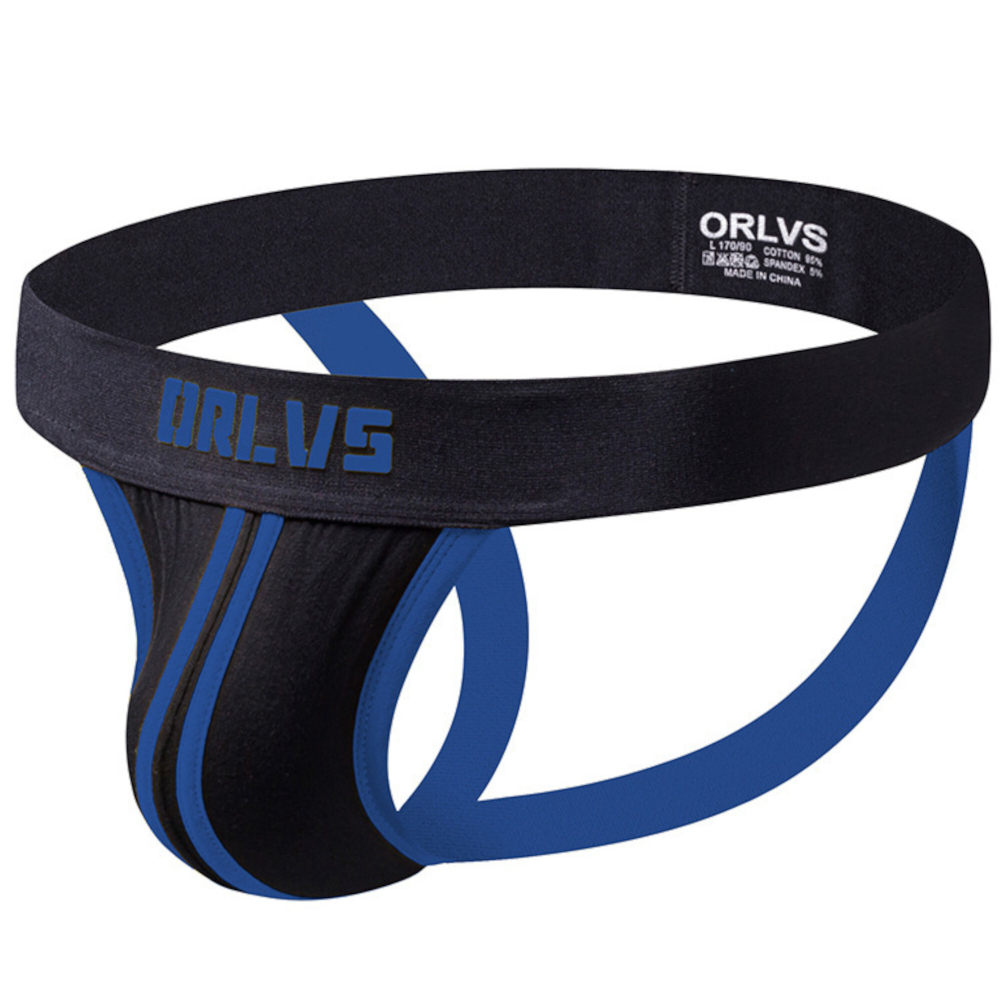 Мужские трусы джоки черные с синей окантовкой  ORLVS OR166-9