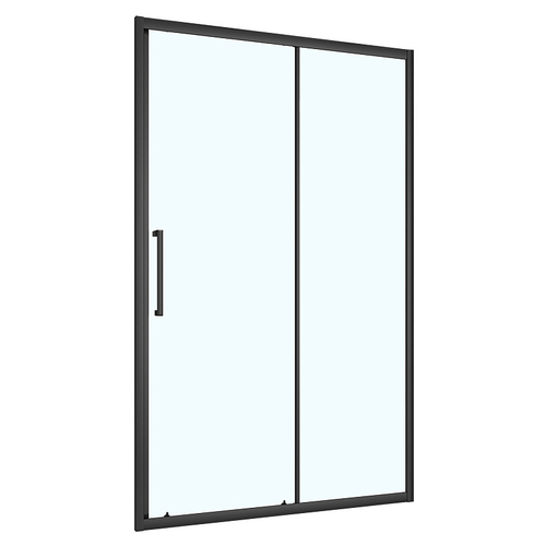 Душевая дверь Loranto раздвижная 110х190, толщина полотна 6мм универсальная, цвет профиля черный матовый