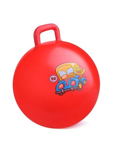 Мяч прыгун с ручками Зверята 65 см (красный цвет)