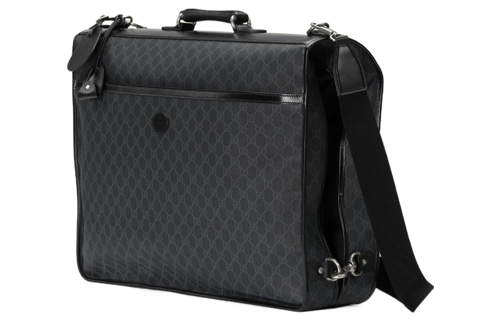 GUCCI Canvas With Leather Handbag Briefcase Men"s Black