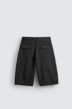 ZARA ШОРТЫ BAGGY FIT, ЧЕРНЫЙ
