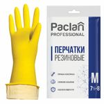 Перчатки МНОГОРАЗОВЫЕ латексные PACLAN "Professional", хлопчатобумажное напыление, размер M (средний), желтые