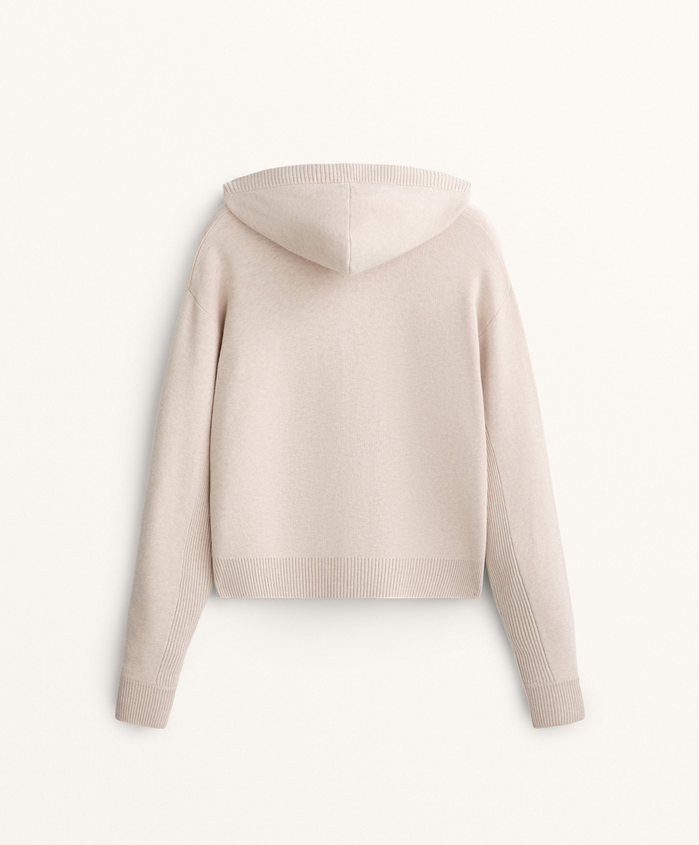 Oysho Вязаная куртка с капюшоном, каменный