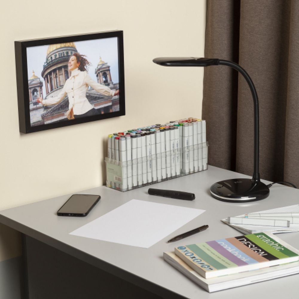 Настольный светильник ЭРА NLED-477-8W-BK светодиодный черный | Светодиодные настольные лампы