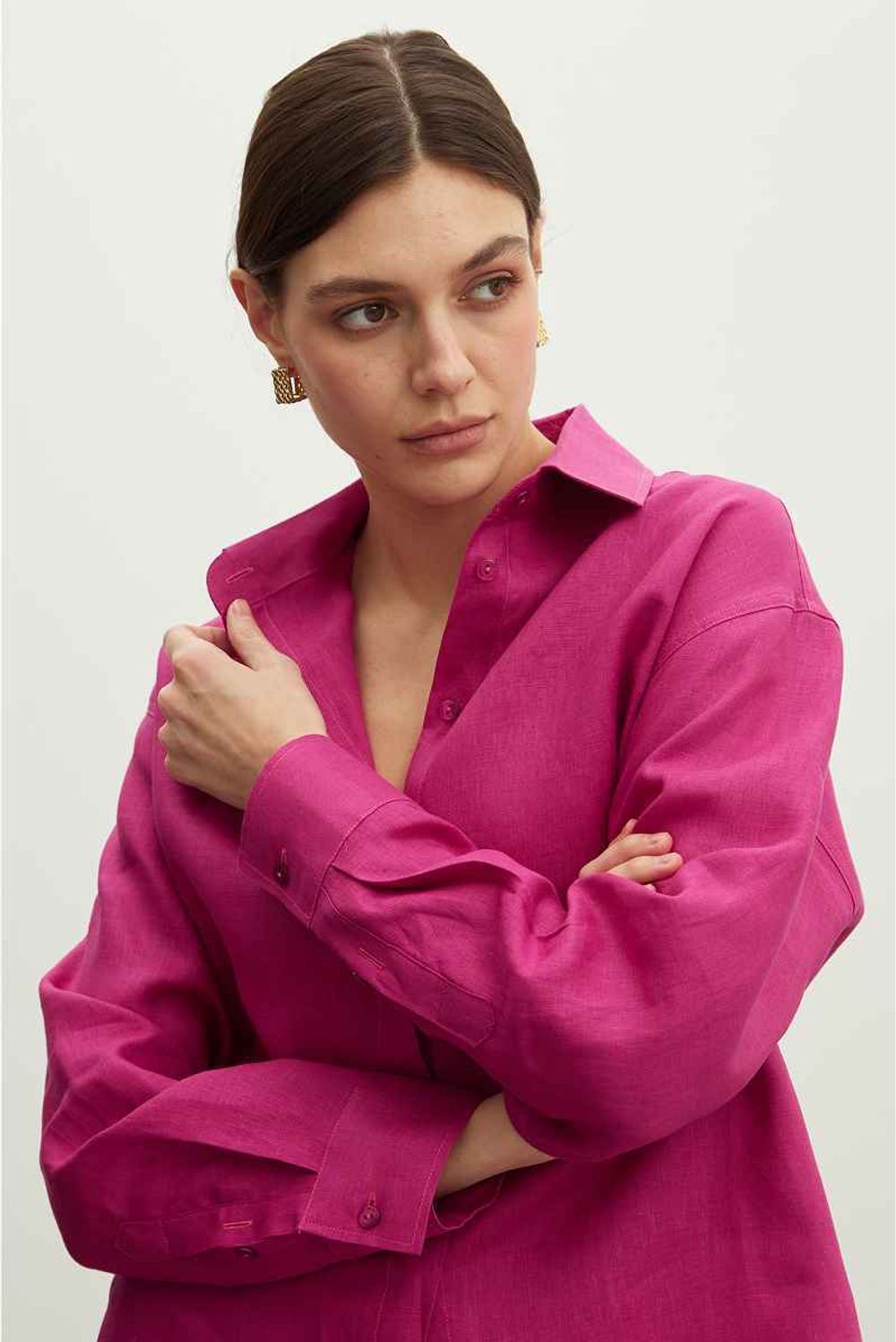 Рубашка Хельсинки Фуксия лен