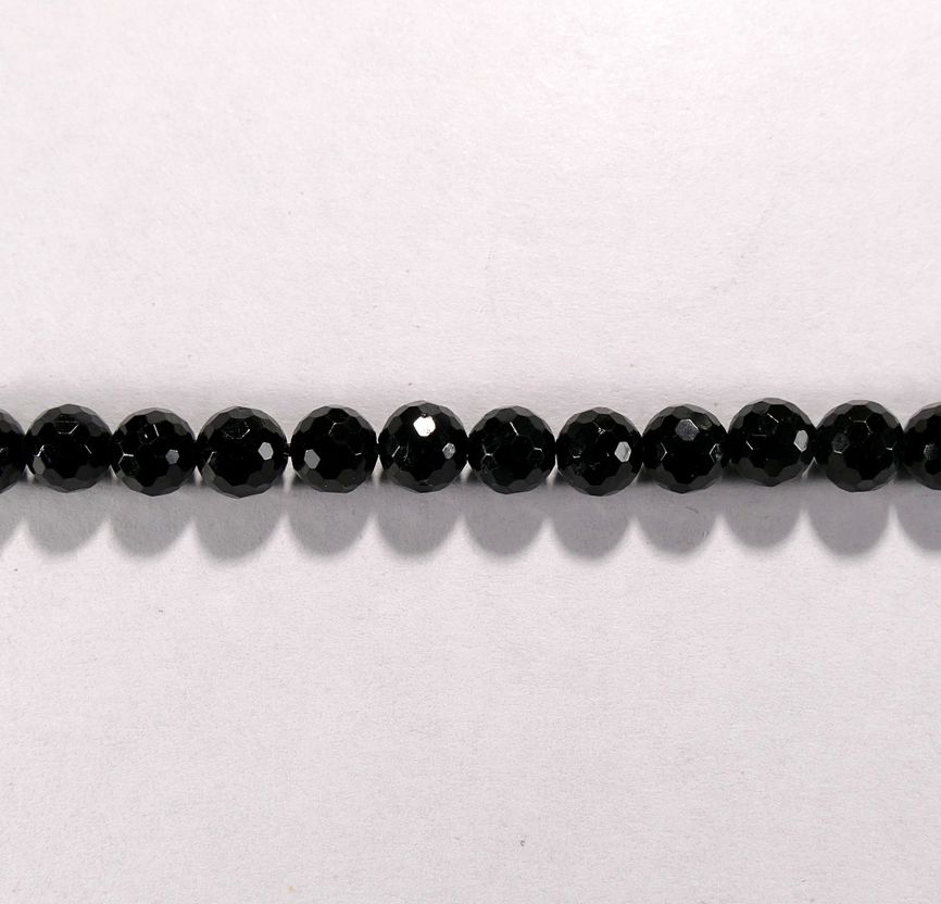 Бусина из турмалина черного, фигурная, 6 мм (шар, граненая)