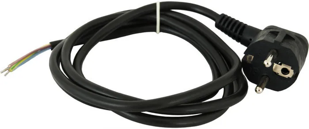 Шнур сетевой с вилкой, черный ПВС 3*2,5 2 метра