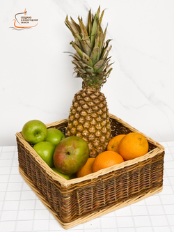 Корзина плетёная из ивовой лозы интерьерная, органайзер для хранения продуктов, кухонных принадлежностей, косметики, длина 32 см ширина 32 см высота 13 см