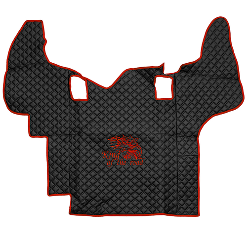 Ковры SCANIA 5 серии Р (автомат) (экокожа, черный, красный кант, красная вышивка)