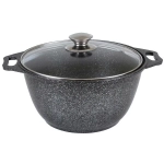 Кастрюля 4л «Мраморная»(темный мрамор) со стеклянной крышкой кмт42а