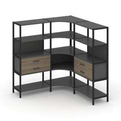 Shelf System Трехсекционный угловой стеллаж четырехярусный с ящиками SN.STMU-431 Антрацит/Вяз Благор