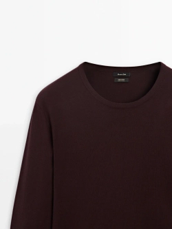 Massimo Dutti Хлопковый свитер с длинными рукавами, бордо