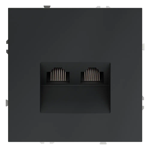 Розетка компьютерная встраиваемая VOLTUM S70 двойная RJ45+RJ45 кат.6, (графит)