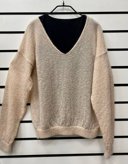 Джемпер женский V-образный Т134-08 бежевый