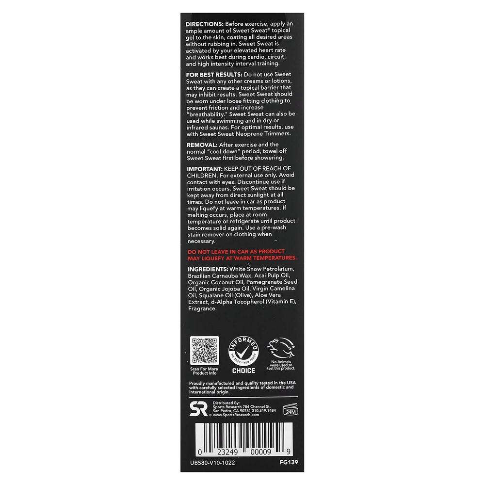 Sports Research, Sweet Sweat®, средство для улучшения тренировок, 182 г (6,4 унции)