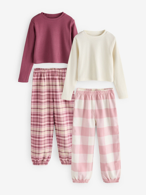 Пижама для девочки Next E51-155, 2 шт., Розовый, Молочный