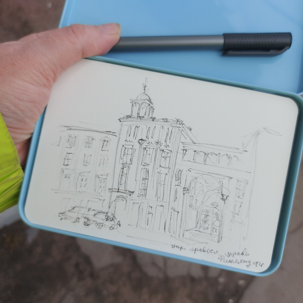 Картина акварельная авторская в паспарту 15х20 см на стену для интерьера "Управление церкви"