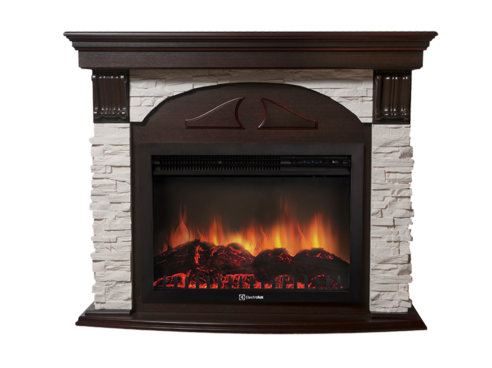 Портал Firelight Torre 26/30S камень белый, шпон темный дуб