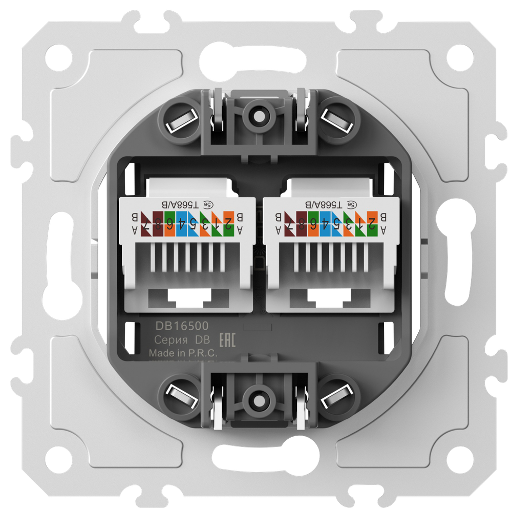 Механизм розетки RJ45 + RJ45 (двойная) cat.5/ClassE-8/8, серия DB