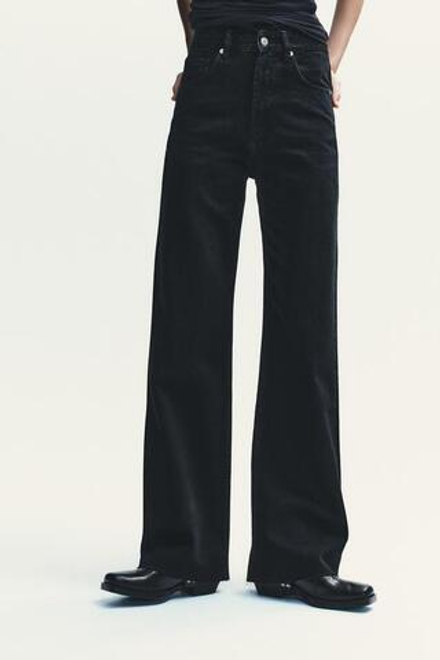 ZARA ДЖИНСЫ TRF WIDE LEG С ВЫСОКОЙ ПОСАДКОЙ, ЧЕРНЫЙ