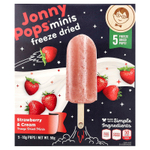 JonnyPops, сублимированные мини-печенья, с клубникой и сливками, 5 леденцов по 10 г