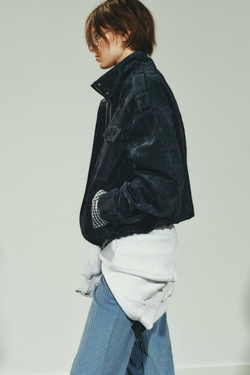 ZARA КУРТКА ИЗ 100% ЗАМШИ С КАРМАНАМИ, СИНИЙ