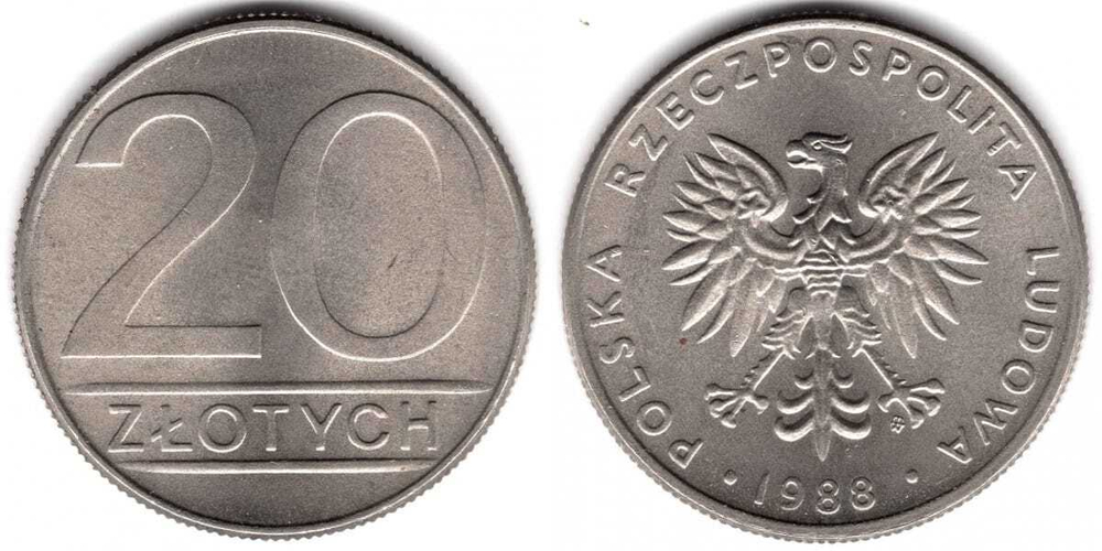 Польша 20 злотых, 1984-1988 XF