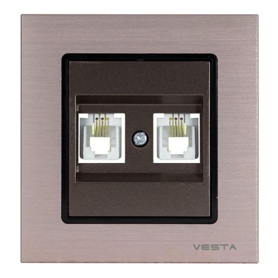 Розетка телефонная двойная Vesta-Electric Exclusive Champagne Metallic шампань FRZ00041014BSH