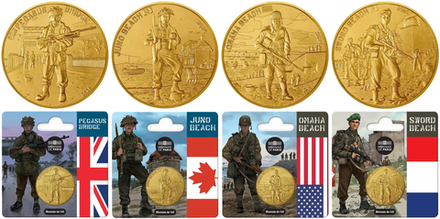 Франция 1/4 евро, 2024 80 лет высадке в Нормандии набор 4 монеты