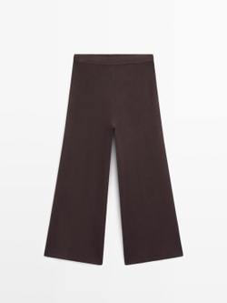 Massimo Dutti Широкие трикотажные брюки, коричневый
