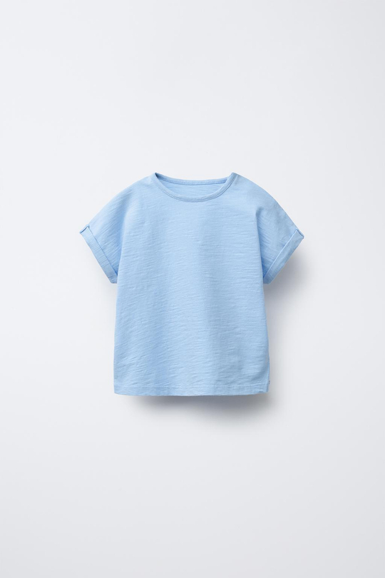 ZARA ОДНОТОННАЯ ФУТБОЛКА, СИНИЙ
