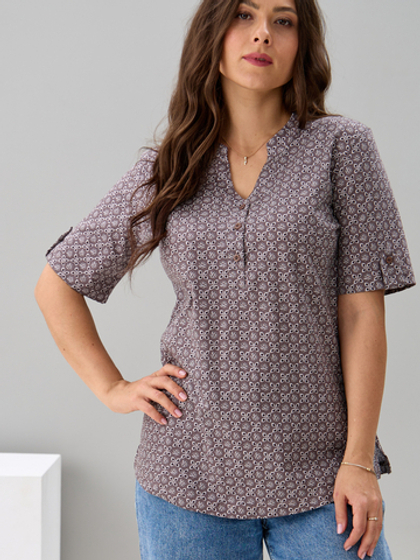 Блузка БЛ-122/ришелье-кофе