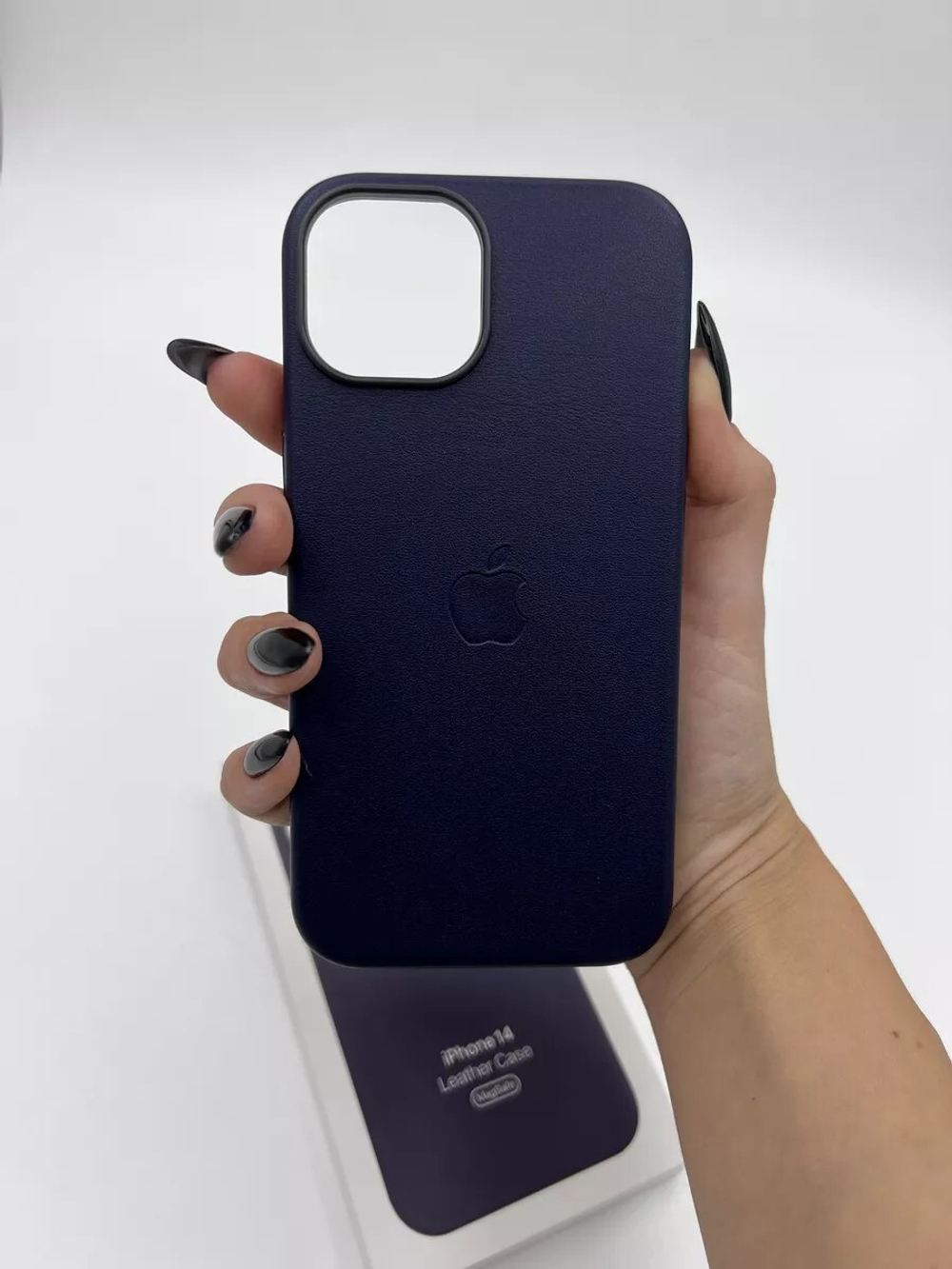Кожаный чехол Leather Case iPhone 14 | INK Темно Синий