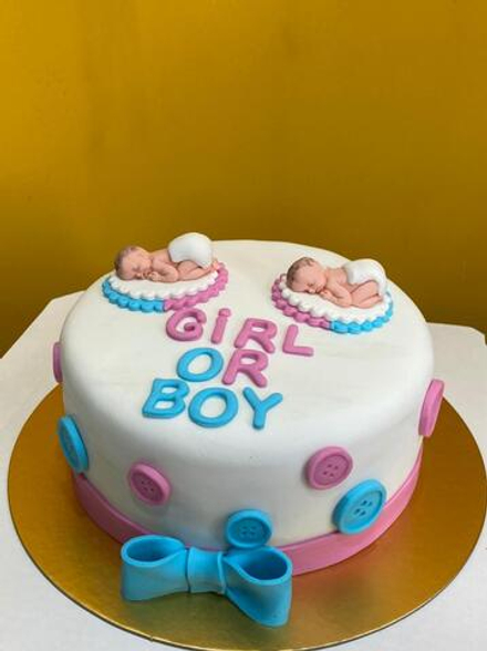Торт на гендер пати с младенцами, Gender party, gender reveal cake