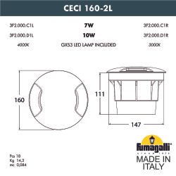 Грунтовый светильник FUMAGALLI CECI 160-2L 3F2.000.000.LXD1L