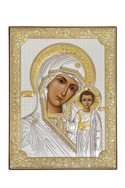 Казанская БМ, икона прямоугольная без рамки, красное дерево 120х160