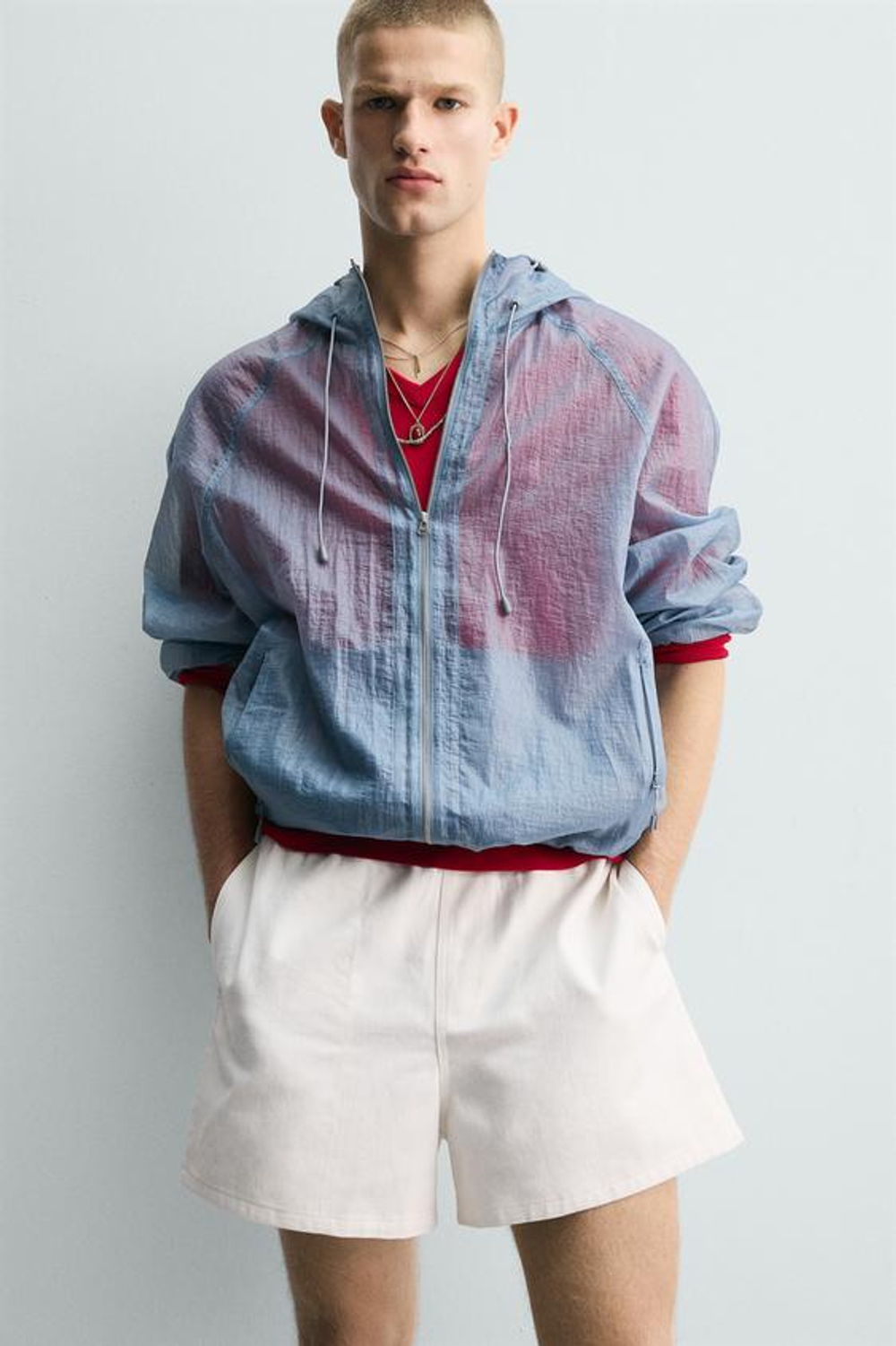ZARA ШОРТЫ RELAXED FIT ИЗ РЕЛЬЕФНОЙ ТКАНИ, БЕЛЫЙ