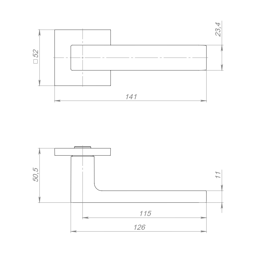 Ручка раздельная K.TRG52.TETRAGON BL-24 черный квадрат 8х170 мм