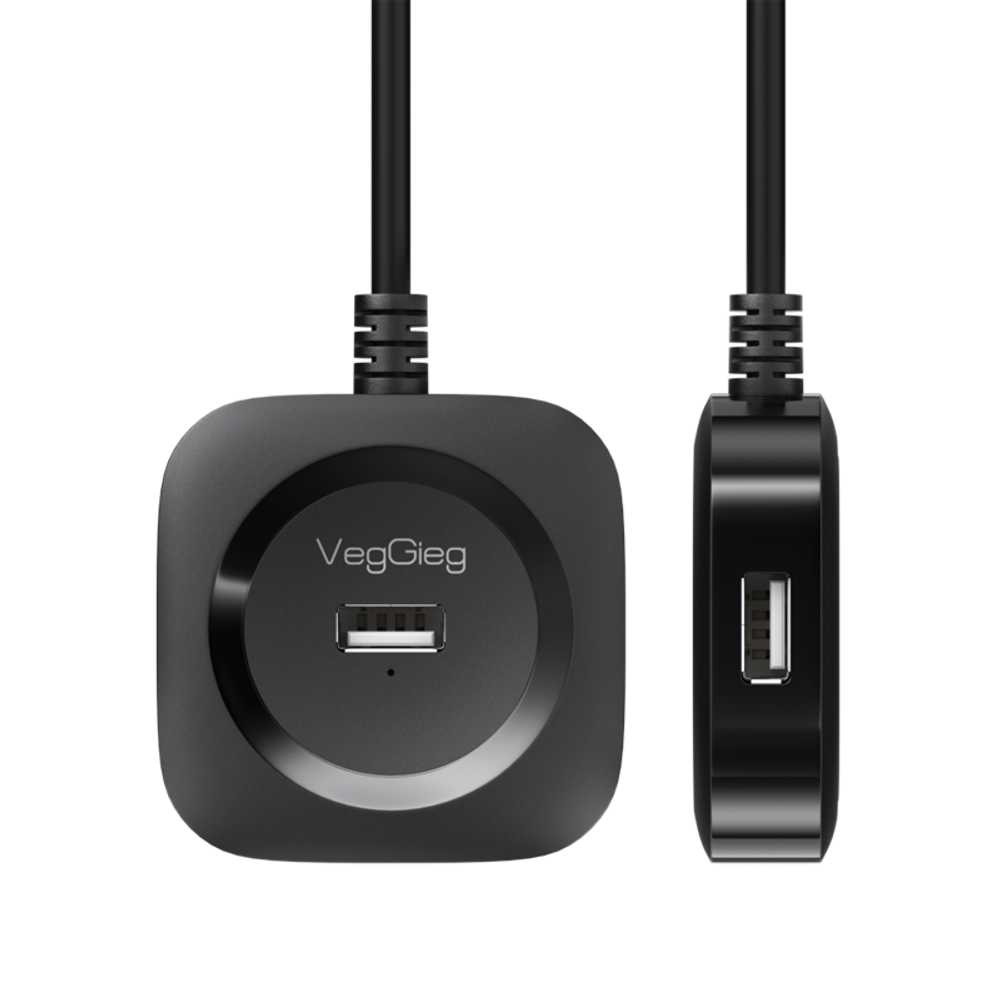 USB 2.0 хаб VegGieg на 4 порта | Поддержка HDD 5 ТБ | Питание Micro USB 5V/2A | Без драйверовдлина 0,2 м