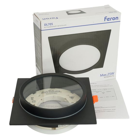 Светильник встраиваемый Feron DL705 потолочный GX70 черный квадрат IP44 51108