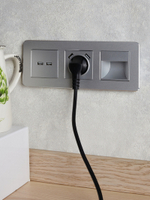 BRITE Розетка 1-местная с заземлением с защитными шторками 16А с USB A+A 5В 2,1А РЮш10-1-БрА алюминий IEK